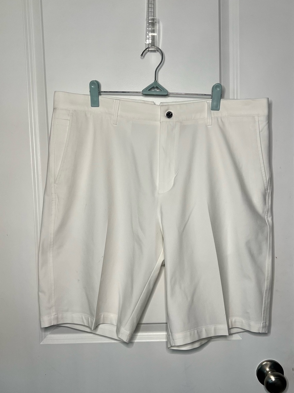 Dunning Mens Golf Performance Shorts WhiteFlat Front Casual Stretch Sz 38 *FLAW